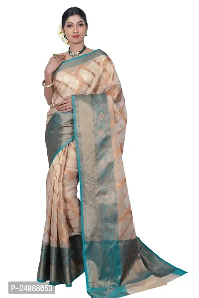 Stylish Banarasi Silk Woven Design Saree with Blouse piece For Women-thumb0