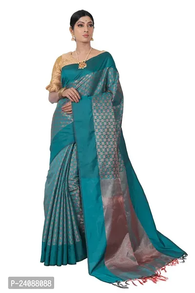 Stylish Banarasi Silk Woven Design Saree with Blouse piece For Women-thumb0