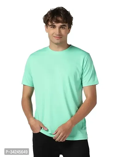 Stylish Polyester Solid Short Sleeves Round Neck Tees For Men-thumb0