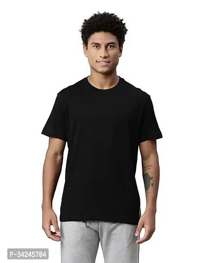 Stylish Polyester Solid Short Sleeves Round Neck Tees For Men-thumb0