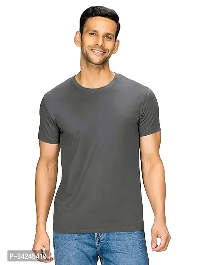 Stylish Polyester Solid Short Sleeves Round Neck Tees For Men-thumb0