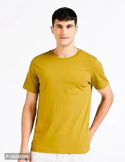 Stylish Polyester Solid Short Sleeves Round Neck Tees For Men-thumb0