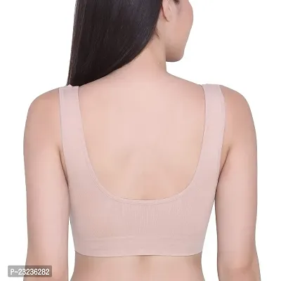 Oshee Store Sports Bra (Free Size, Fits Best- 28-36) for Girls and Women - Pack of 1 Beige.-thumb4