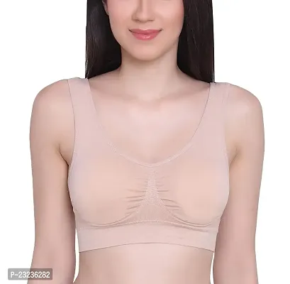 Oshee Store Sports Bra (Free Size, Fits Best- 28-36) for Girls and Women - Pack of 1 Beige.