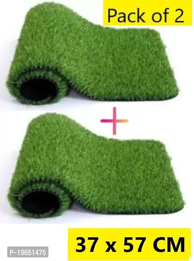 GREEN GRASS Artificial Grass MAT , Door Mat  (Green, Large, Pack of 2)-thumb0