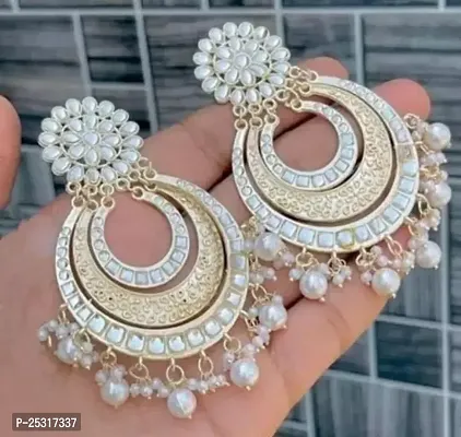 Golden Alloy American Diamond Drop Earrings Earrings For Women