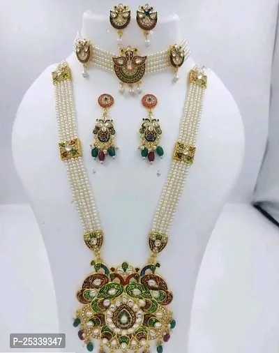 Stylish Golden Brass  Jewellery Set For Women-thumb0