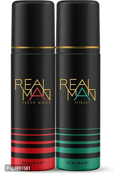 Real Man deodorant spray fresh and attract pack of 2