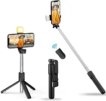 Selfi stick tripod stand inbuilt with light.-thumb3