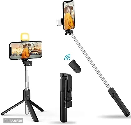 Selfi stick tripod stand inbuilt with light.-thumb4