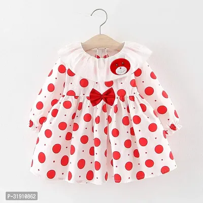 Stylish Red Cotton Printed Frocks For Girl-thumb0