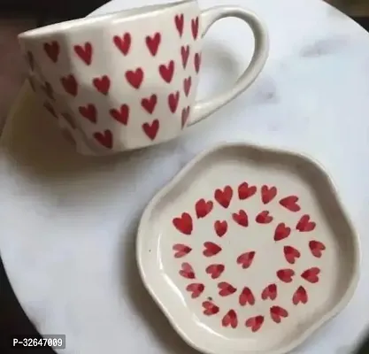 Stylish Ceramic Cup with Saucer Set of 2-thumb2