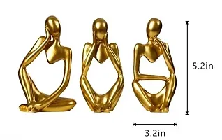 24K Gold Ceramic Thinker Statue Set of 3-thumb3