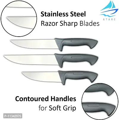 ATARC Kitchen Knife Non-Slip Handel Chef Knife I Utility Knife I Sontuku Knife I Bread Knife I Paring Knife High Carbon Blade Stainless Steel Knives Set (Set of 3)-thumb5