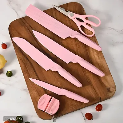 High-Quality Stainless Steel Pink Knife Set - 6 Piece: A Beautiful-thumb0