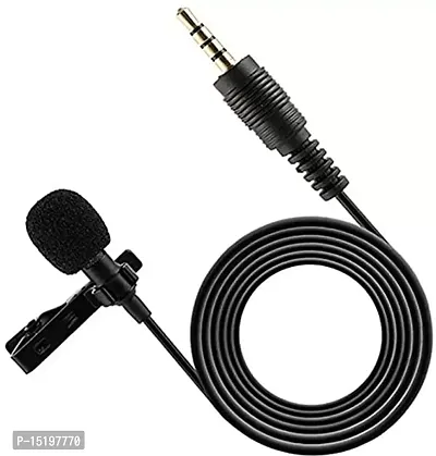 Noise Cancelling ,Clip Microphone For Youtube  Collar Mic for Voice Recording  (Black)-thumb0