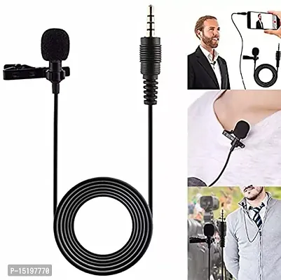 Noise Cancelling ,Clip Microphone For Youtube  Collar Mic for Voice Recording  (Black)-thumb2