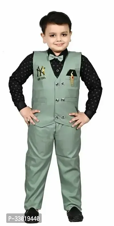 Stylish Partywear Boys Kids Three Piece Baba Suit