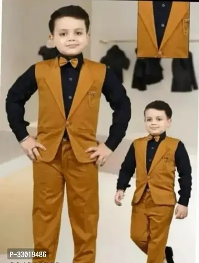 Stylish Partywear Boys Kids Three Piece Baba Suit-thumb0