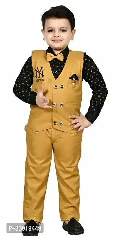 Stylish Partywear Boys Kids Three Piece Baba Suit-thumb0