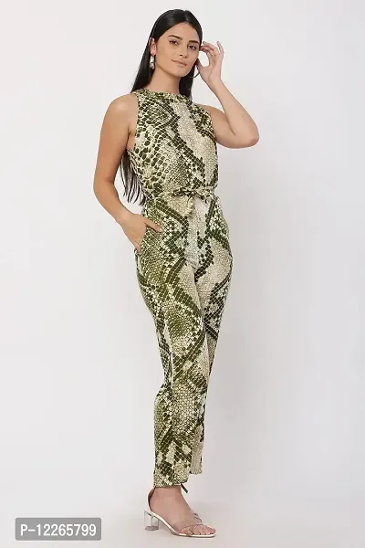 stylemyth - fashion point Women/Girls Rayon Printed Green Casual Jumpsuit-thumb5