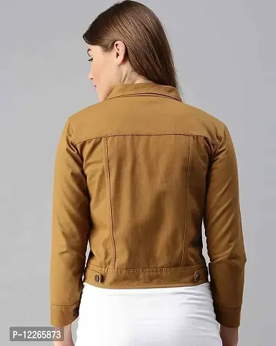 stylemyth - fashion point Women/Girls Cotton Solid Full Sleeve Brown Casual Jacket-thumb2