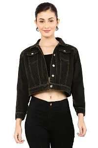 stylemyth Black Denim Jacket Fit for Women Size jly05-thumb1