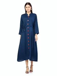 stylemyth - fashion point Women Rayon Solid Casual Blue Flared Kurta-thumb2