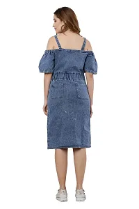 stylemyth - fashion point Women/Girls Denim Light Blue Solid Casual Dress (mye019)-thumb1
