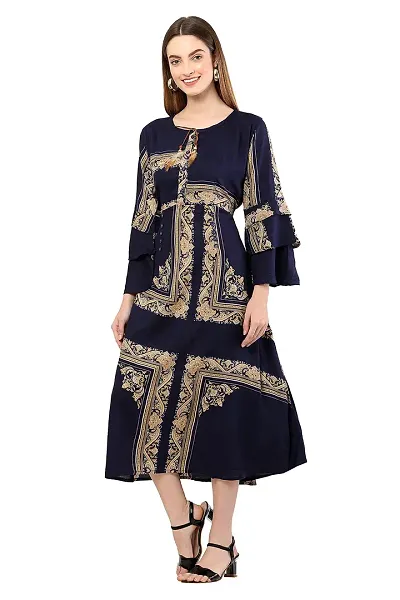 stylemyth - fashion point Women Rayon Fit and Flare Casual Dress