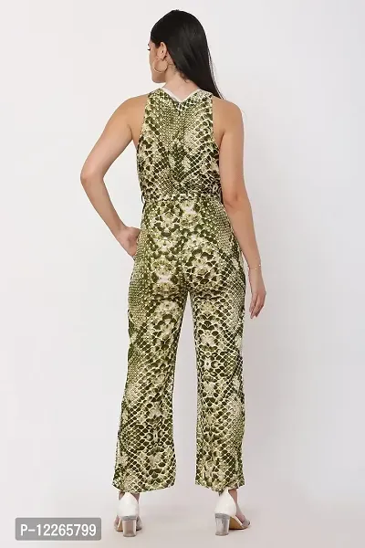 stylemyth - fashion point Women/Girls Rayon Printed Green Casual Jumpsuit-thumb3