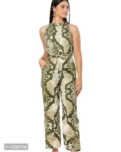 stylemyth - fashion point Women/Girls Rayon Printed Green Casual Jumpsuit-thumb0