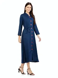 stylemyth - fashion point Women Rayon Solid Casual Blue Flared Kurta-thumb4