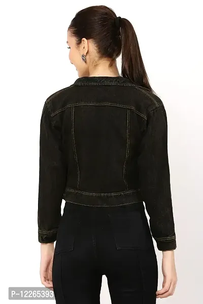 stylemyth Black Denim Jacket Fit for Women Size jly05-thumb3