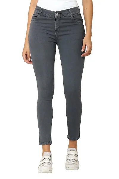 stylemyth - fashion point Women Denim Lycra Blend Gery Casual Jeans
