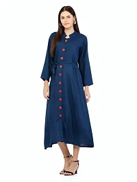 stylemyth - fashion point Women Rayon Solid Casual Blue Flared Kurta-thumb3