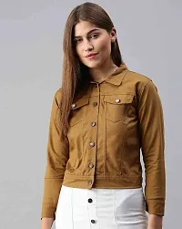 stylemyth - fashion point Women/Girls Cotton Solid Full Sleeve Brown Casual Jacket-thumb3