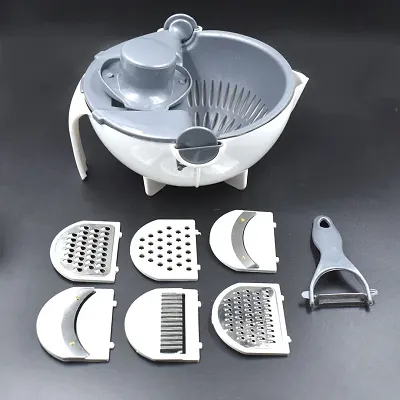 Multi Manual Slicer Rotate Vegetable Cutter With Drain Basket