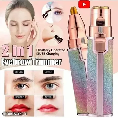 Blawless 2 in 1 Rechargble Eyebrow Trimmer Machine Facial Hair Remover, UpperLips Nose Body Hair Removal Flawless Trimmer For Men and Women Perfect Eyebrow Shaper (Rainbow Colour Glitter)-thumb0