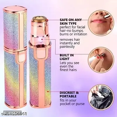 Blawless 2 in 1 Rechargble Eyebrow Trimmer Machine Facial Hair Remover, UpperLips Nose Body Hair Removal Flawless Trimmer For Men and Women Perfect Eyebrow Shaper (Rainbow Colour Glitter)-thumb5