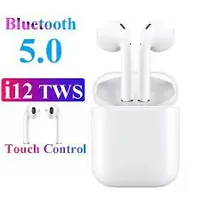 I12 Tws Earpods True Wireless Earbuds C273 For Gym Sports Running Bluetooth Headset White True Wireless-thumb3