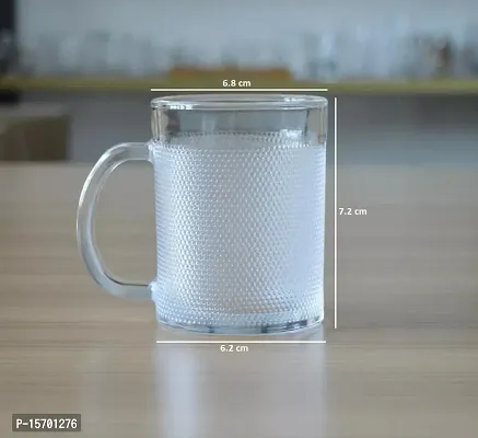 CP Tea Coffee Dotted Glass Cups 6 pc set - (225 ml)-thumb3