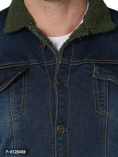 Men's Winter Wear Faux Fur Denim Jacket | Latest Stylish Denim Jacket For Men | Full Sleeve Faux Fur Lined Warm Jacket_ Blue-thumb4