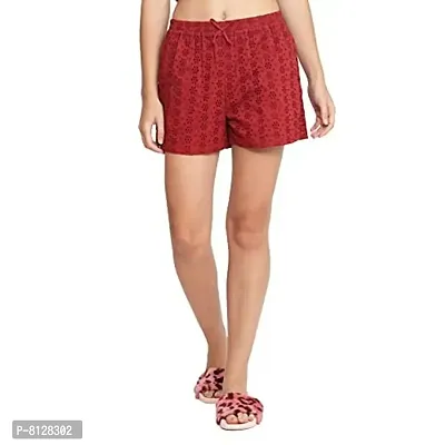 Solid Cotton Shorts For Women | Women Cotton Schiffli Shorts | Nicker For Women | Regular Fit | Loose Fit | Elastic Waist| Shorts with Adjustable Drawstring | Women Shorts For Yoga | GYM | Jogging | Night Wear | Active Wear | Shorts With Pockets_ Pink-thumb0
