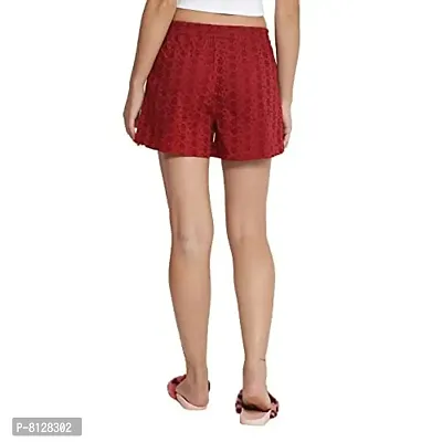 Solid Cotton Shorts For Women | Women Cotton Schiffli Shorts | Nicker For Women | Regular Fit | Loose Fit | Elastic Waist| Shorts with Adjustable Drawstring | Women Shorts For Yoga | GYM | Jogging | Night Wear | Active Wear | Shorts With Pockets_ Pink-thumb2