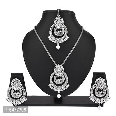 Latest Attractive Alloy Jewellery Set with Maang Tikka