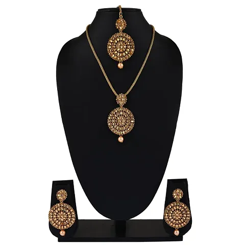 Latest Attractive Alloy Jewellery Set with Maang Tikka