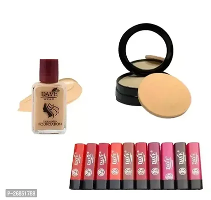 Compact Foundation Lipstick Combo Of 3