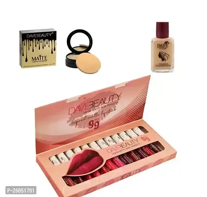 Perfect Makeup Kit Combo Pack Of Liquid Matte Lipstick Set Of 12 Matte Compact Powder And Foundation For Girls And Women