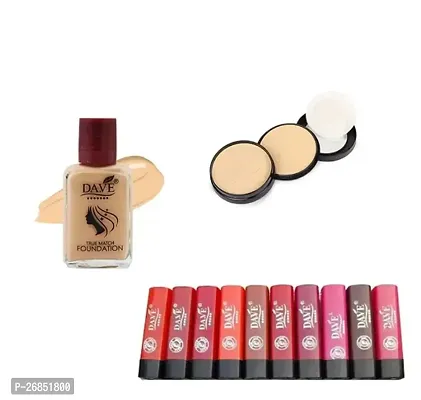 Compact Foundation Lipstick Combo Of 3